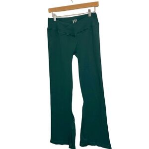 Women's Green Flared Ribbed Pants XL